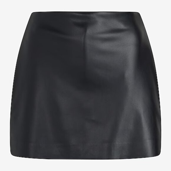 Super High Waisted Faux Leather Mini Skort (Express) - Picture 2 of 3